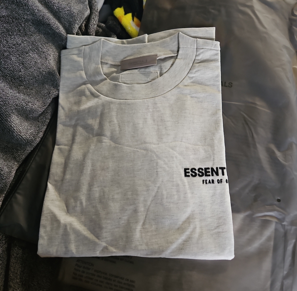 NWT Fear of God Essentials Light OAT Short Sleeve Logo Tee